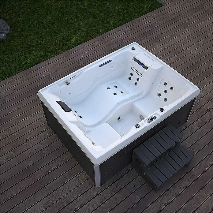 Home Deluxe Außen-Whirlpool STREAM inkl. Treppe und Thermoabdeckung - Anthrazit, Max. Personenzahl: 3 Stk.