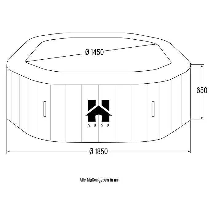 Home Deluxe Außen-Whirlpool DROP inkl. Kissen, Getränkehalter und Sonnendach - Schwarz, Max. Personenzahl: 6 Stk.
