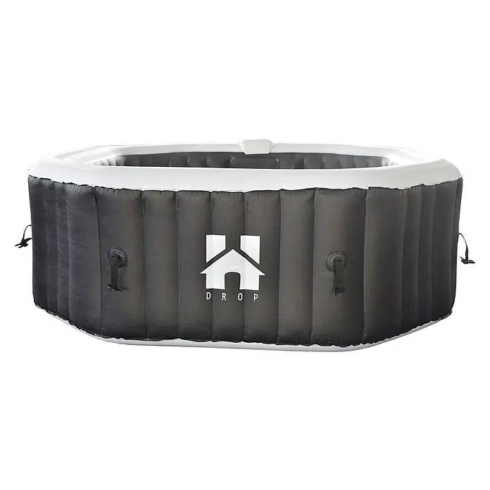 Home Deluxe Außen-Whirlpool DROP inkl. Kissen, Getränkehalter und Sonnendach - Schwarz, Max. Personenzahl: 6 Stk.