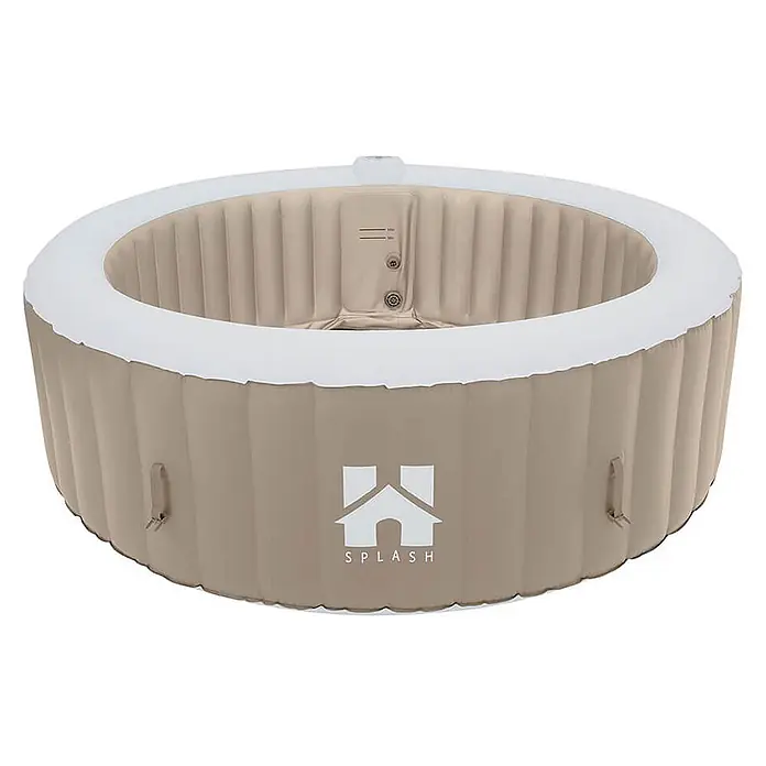 Home Deluxe Außen-Whirlpool SPLASH inkl. Kissen, Getränkehalter und Sonnendach - Beige, Max. Personenzahl: 6 Stk.
