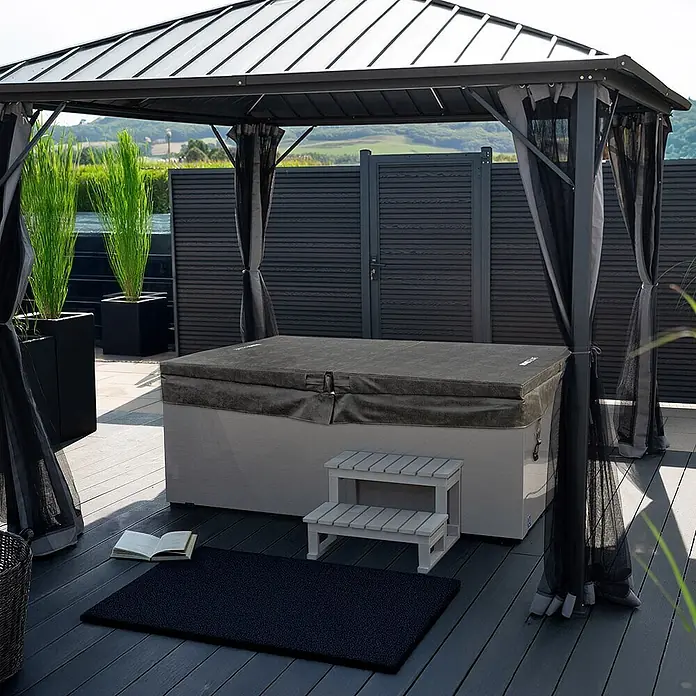 HOME DELUXE Outdoor Whirlpool NIMBUS DELUXE - mit Treppe und Thermoabdeckung - 