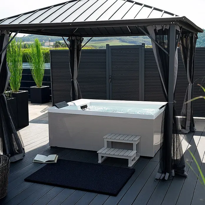 HOME DELUXE Outdoor Whirlpool NIMBUS DELUXE - mit Treppe und Thermoabdeckung - 