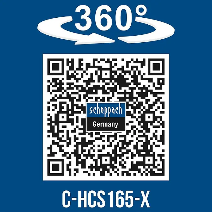 Scheppach IXES 20V Akku-Handkreissäge C-HCS165-X - 20 V, Durchmesser Sägeblatt: 165 mm - QR-Code für eine 360-Grad-Ansicht des Produkts C-HCS165-X von Scheppach.