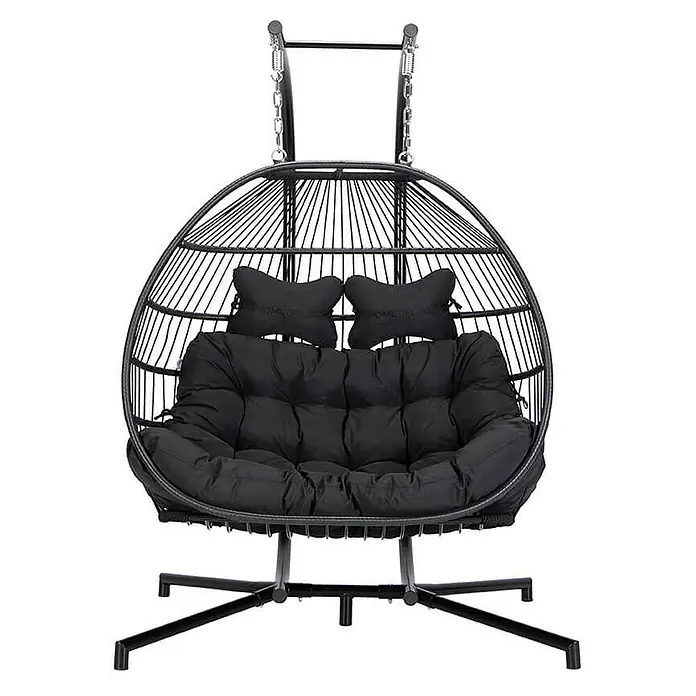 Home Deluxe Hängesessel LOMA Schwarz 2-Sitzer - 