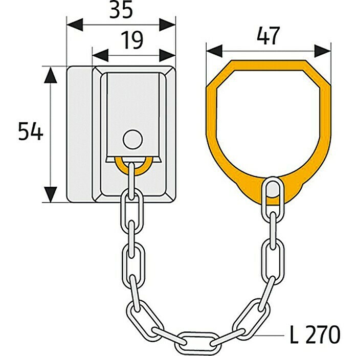 Abus Türgriffkette SK 89Kettenlänge: 27 cm, Stahl gehärtet Front View