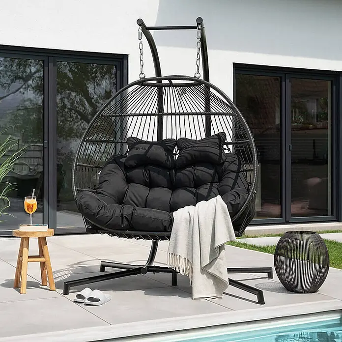 Home Deluxe Hängesessel LOMA Schwarz 2-Sitzer - 