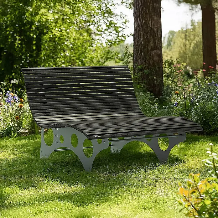 Home Deluxe Gartenliege NIRA - Anthrazit - Breite 148 cm - Anthrazit, Holz