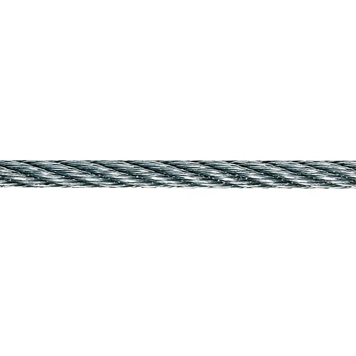 Stabilit Cable metálico a metros - Diámetro: 2 mm, Acero, 6 × 7 FC - Primer plano de un robusto cable de acero, que representa resistencia y fiabilidad para diversas aplicaciones.