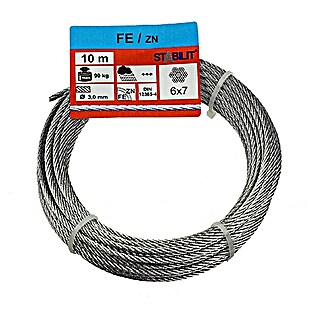 Stabilit Cable metálico (Ø x L: 3 mm x 10 m, Carga soportada: 90 kg, Acero)