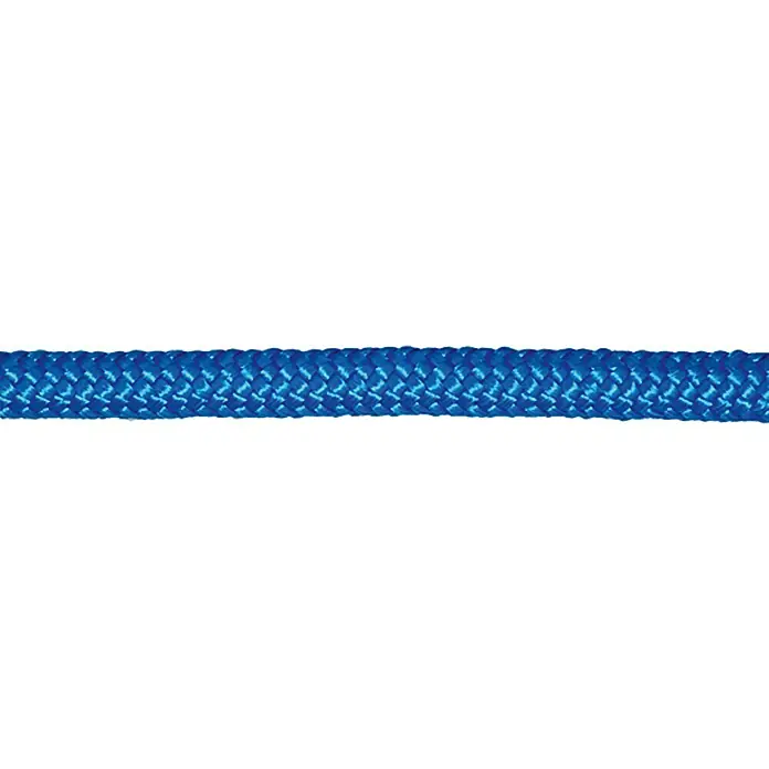 Stabilit Cuerda por metros - Diámetro: 6 mm, Plástico, Azul - Vista detallada de una cuerda azul que muestra su textura trenzada, prometiendo estabilidad y durabilidad. Ideal para muchas aplicaciones.
