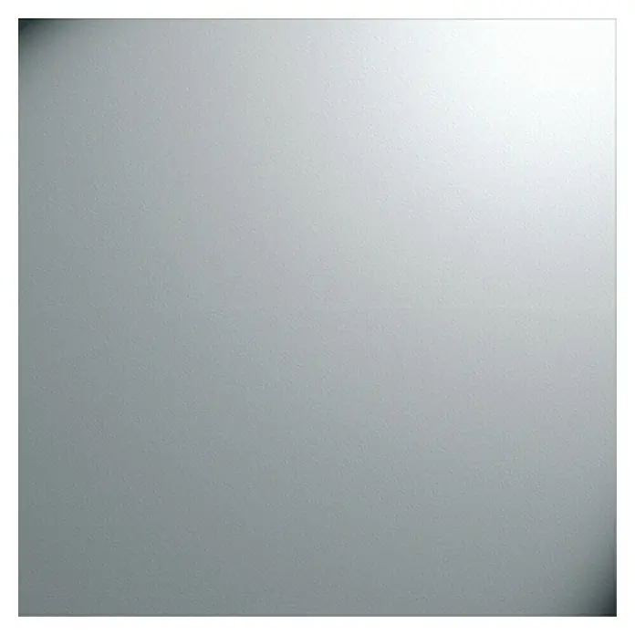 Kantoflex Glattblech - 1.000 x 200 mm, Stärke: 0,8 mm, Aluminium, Unbehandelt - Ein quadratischer, hellgrauer Spiegel mit subtiler Textur. Ideal für minimalistische Badezimmer und Flure.