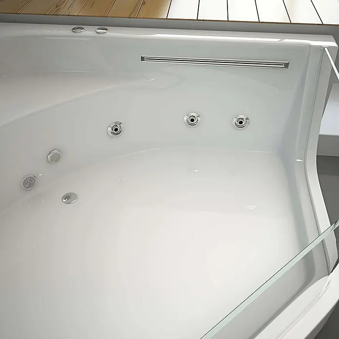 Home Deluxe Whirlpool PACIFICO -  - Weiße Whirlpool-Badewanne mit Chromdüsen und linearem Überlauf, in modernem Design.