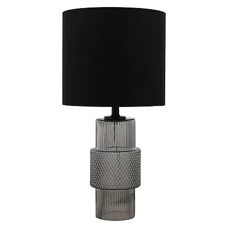 HOME DELUXE Große Tischlampe aus Glas YUKI - Rauchgrau