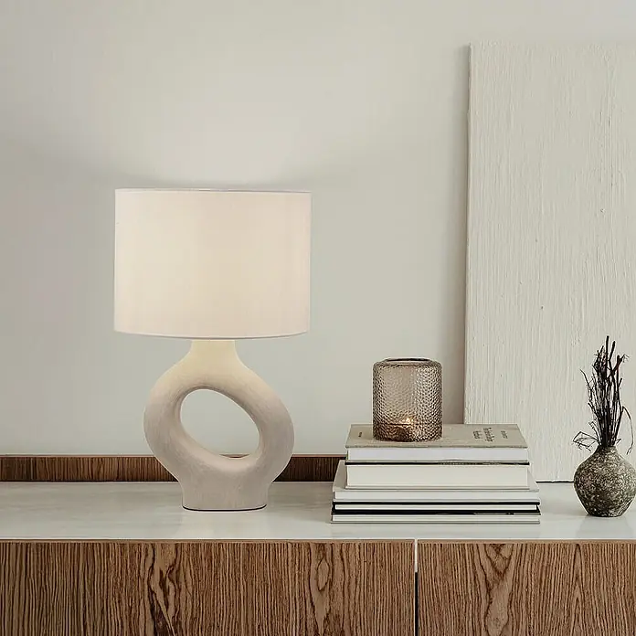 HOME DELUXE Große Tischlampe asymmetrisch LOLA - Beige - 