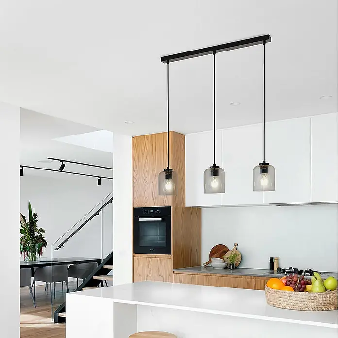 HOME DELUXE Hängeleuchte aus Glas SELINA - Rauchgrau - 