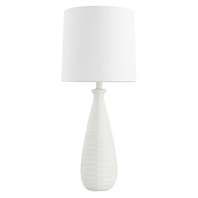 HOME DELUXE Große Tischlampe mit Stoffschirm MELVA - Weiß - 