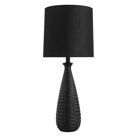 HOME DELUXE Große Tischlampe mit Stoffschirm MELVA - Schwarz