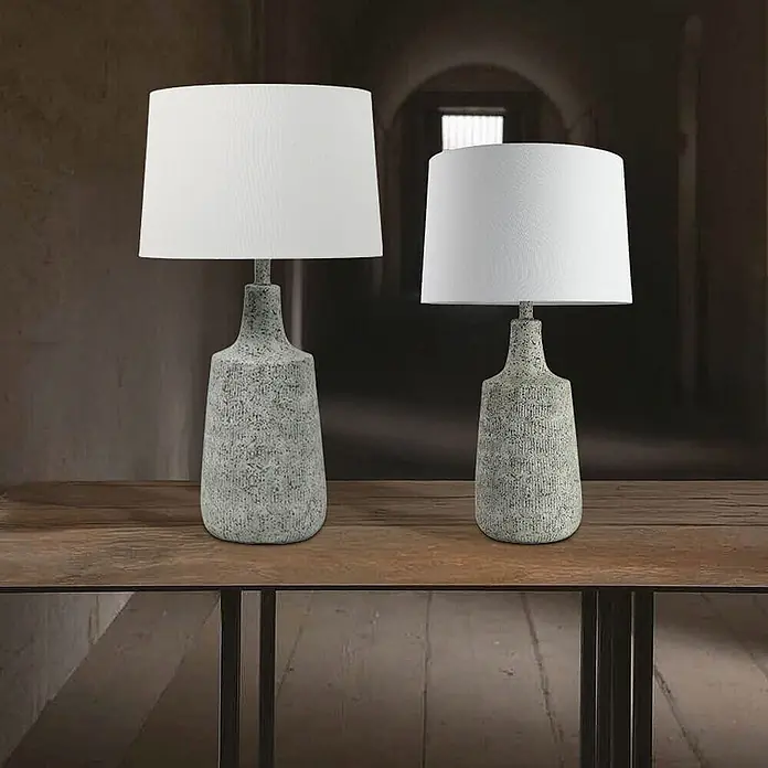 Home Deluxe Tischleuchte CARO - 60 W, Steinoptik, Weiß, E27