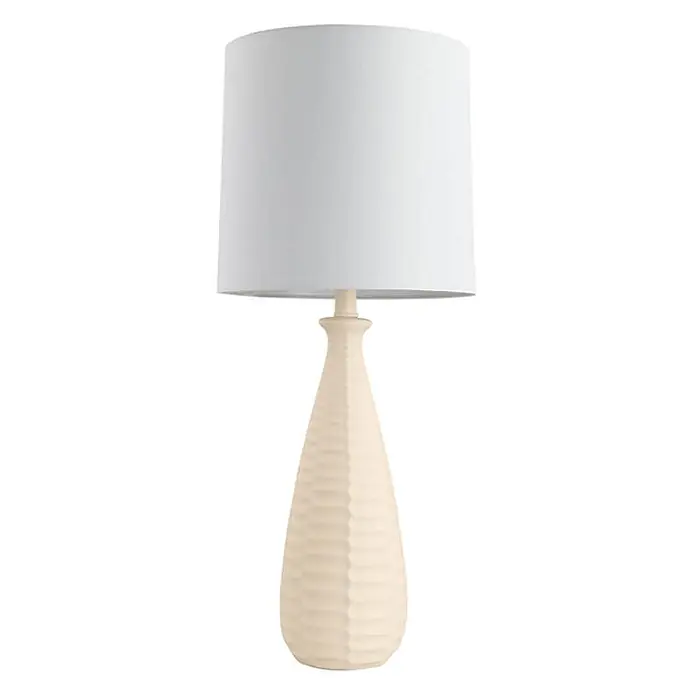 HOME DELUXE Große Tischlampe mit Stoffschirm MELVA - Creme - 