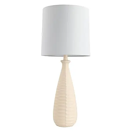 HOME DELUXE Große Tischlampe mit Stoffschirm MELVA - Creme