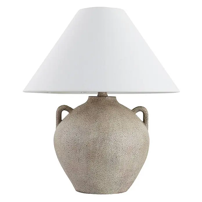 HOME DELUXE Große Tischlampe in Steinoptik RITA - Weiß - 