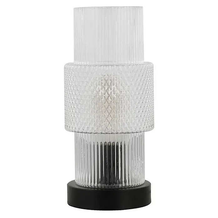HOME DELUXE Kleine Tischlampe aus Glas YUKI - Transparent - 