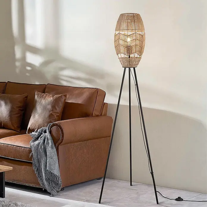 HOME DELUXE Tripod Stehlampe aus Jute KIKO - Natur - 
