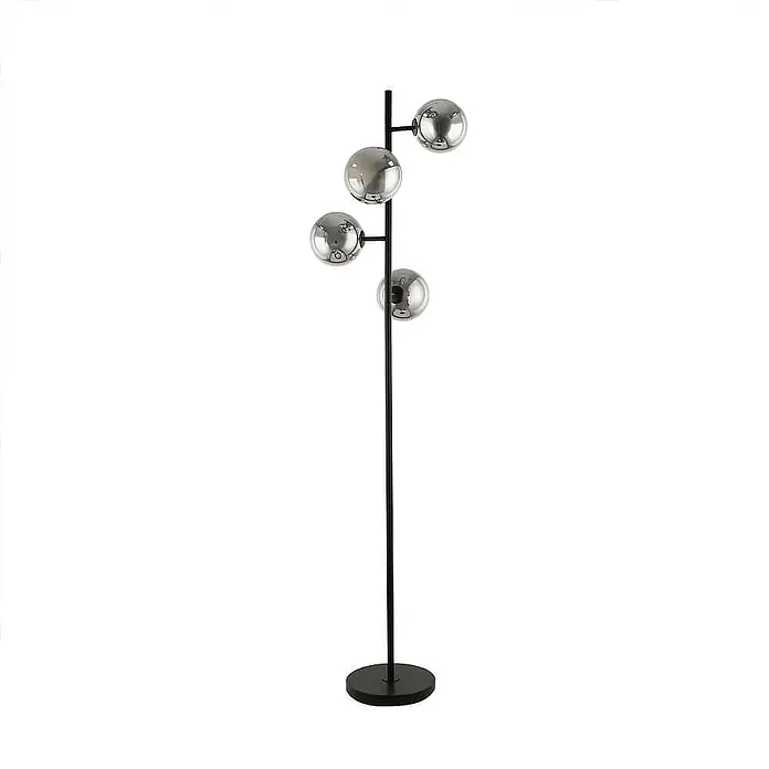 HOME DELUXE Stehlampe aus Glas VIOLA - Rauchgrau - 