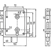 Stabilit Kasten-Riegelschloss (Profilzylinder PZ, Universell einsetzbar, Zimmertür)