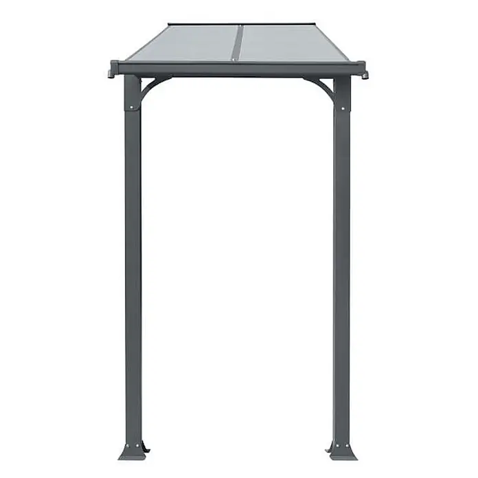 Home Deluxe Haustürvordach CUBIS S S -  - Dunkelgraues Metallgestell-Vordach mit transluzenten Dachplatten, eine freistehende Outdoor-Schutzstruktur.
