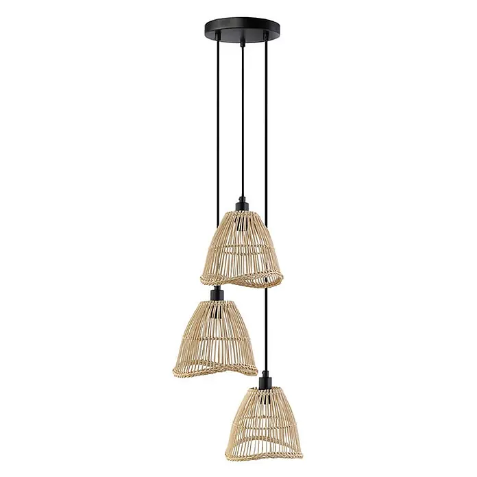 HOME DELUXE Hängeleuchte aus Rattan FELIA - Beige - 