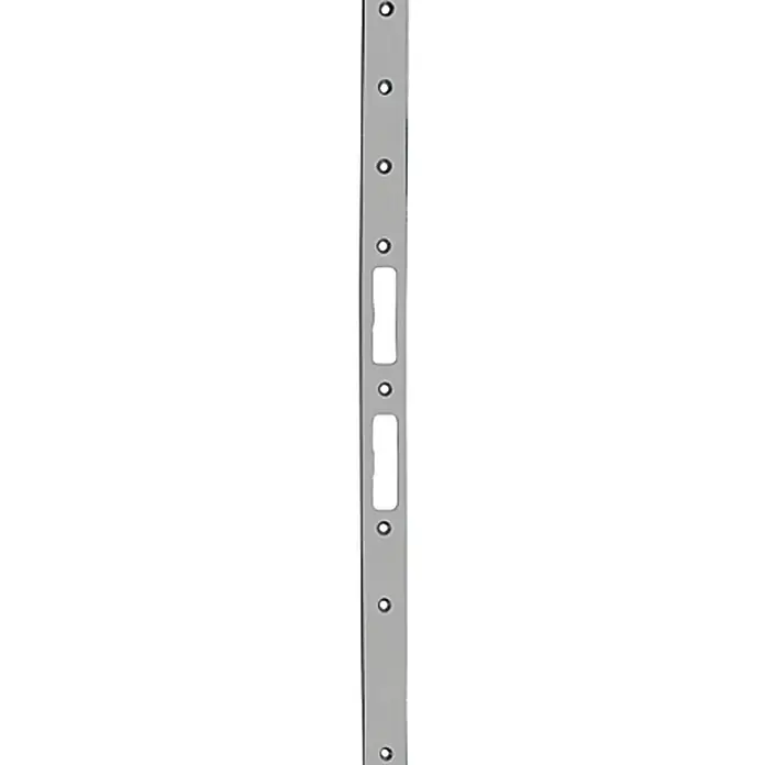 Stabilit Lappenblech - 500 x 30 mm, Universell einsetzbar - Ein silberfarbener Metallstreifen mit Löchern und Aussparungen für die Befestigung und Montage. Praktisches Zubehör für verschiedene Anwendungen.