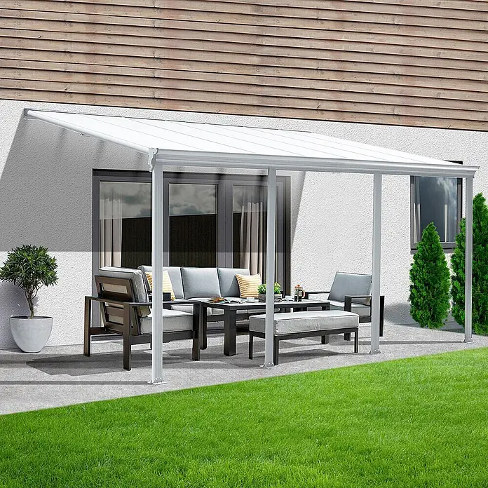 Home Deluxe Terrassenüberdachung SOLIS Weiß 618 / 625 x 303 / 300 x 278 / 226 cm - 