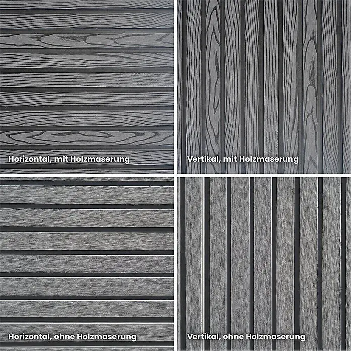 Home Deluxe WPC Sichtschutzzaun CALLADO PREMIUM 185 cm 2 x Element + 3 x Pfosten - 