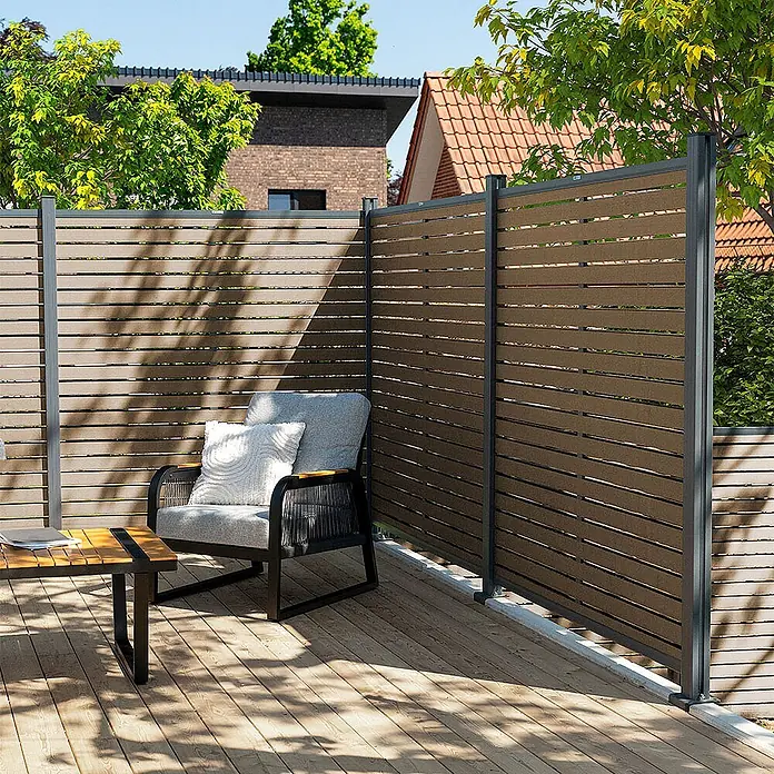 Home Deluxe WPC Sichtschutzzaun ALIRA Teak 1 x Element + 2 x Pfosten - 