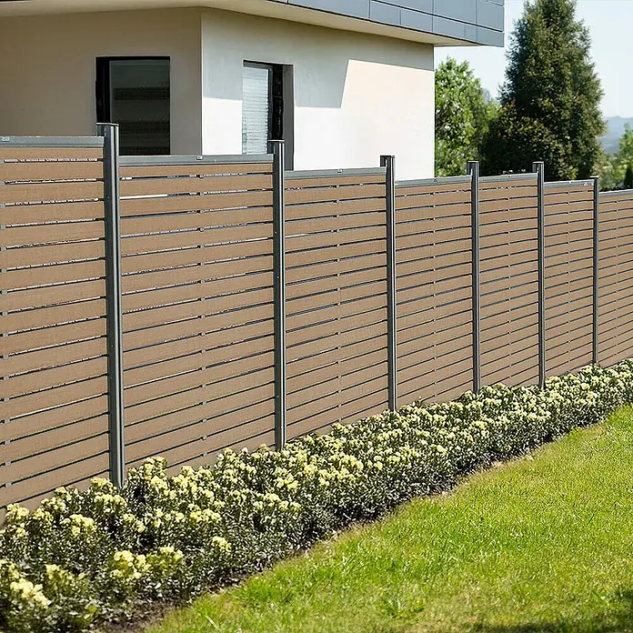 Home Deluxe WPC Sichtschutzzaun ALIRA Teak 1 x Element + 2 x Pfosten - 