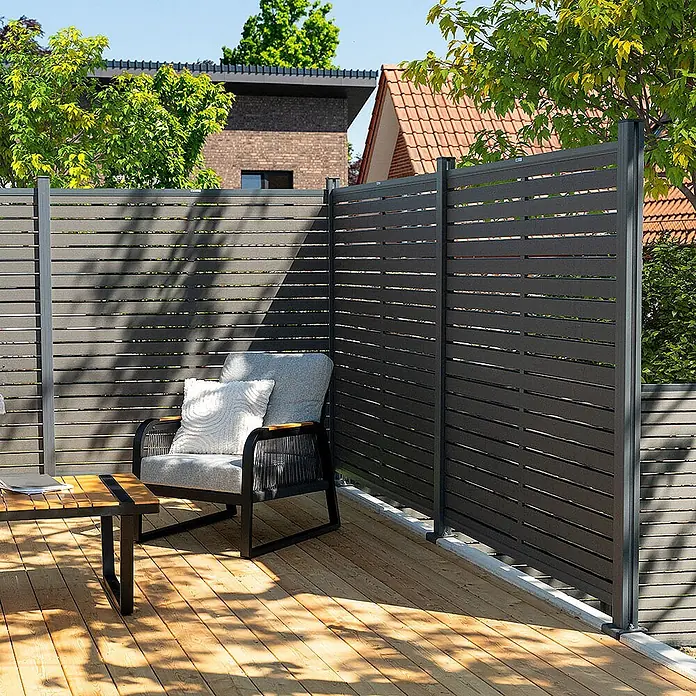 Home Deluxe WPC Sichtschutzzaun ALIRA Dunkelgrau 1 x Element + 2 x Pfosten - 