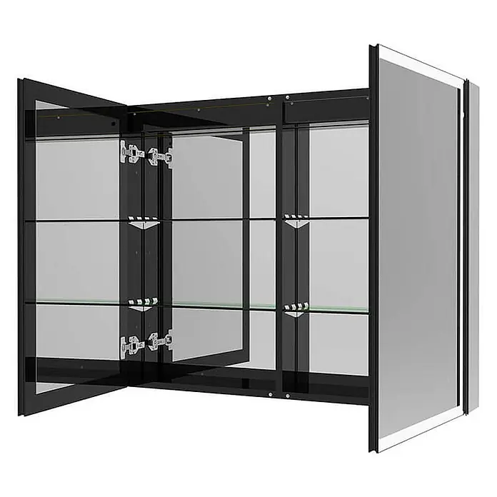 HOME DELUXE LED-Spiegelschrank EVE Schwarz 100 x 80 cm - 