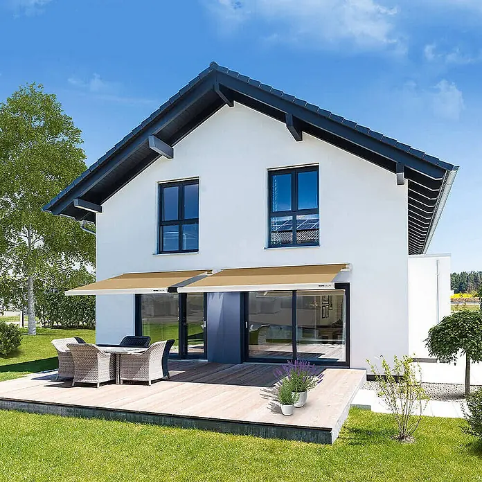 Home Deluxe LED-Vollkassettenmarkise ELOS - Sandfarben - 395 x 300 cm - 
