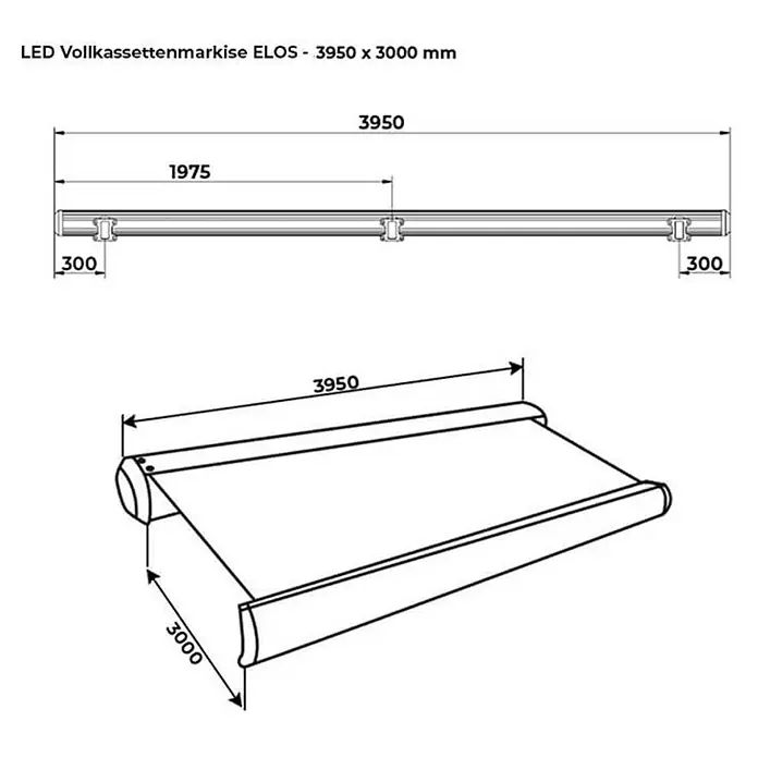 Home Deluxe LED-Vollkassettenmarkise ELOS - Sandfarben - 395 x 300 cm - 