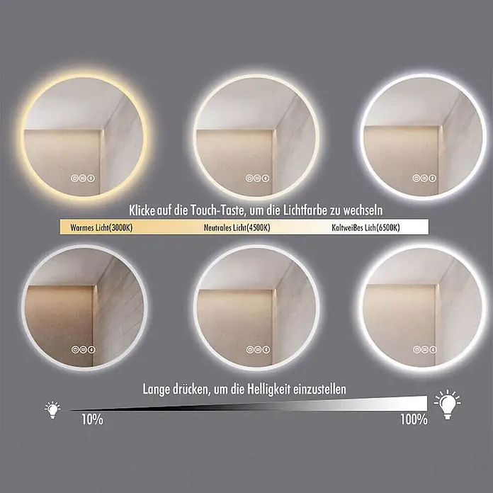 HOME DELUXE - LED-Spiegel Rund SILA | Größe: 60 cm - 