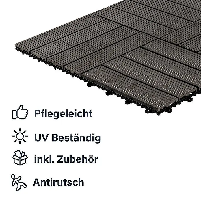 Home Deluxe Terrassenfliese BAVARO 1m² - Anthrazit, Matt
