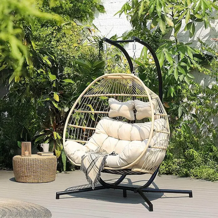 Home Deluxe Hängesessel LOMA Beige 2-Sitzer - 