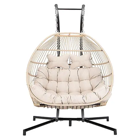Home Deluxe Hängesessel LOMA Beige 2-Sitzer