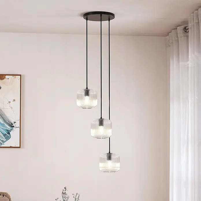 HOME DELUXE Hängeleuchte aus Glas LILY - Transparent - 