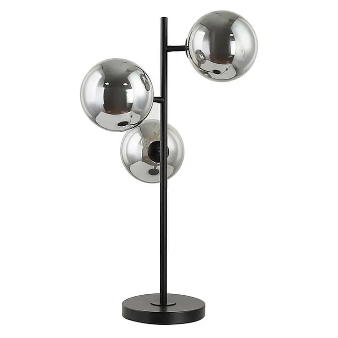 HOME DELUXE Tischlampe aus Glas VIOLA - Rauchgrau - 