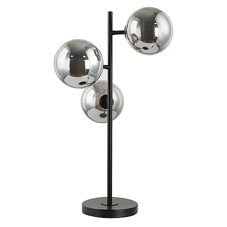 HOME DELUXE Tischlampe aus Glas VIOLA - Rauchgrau