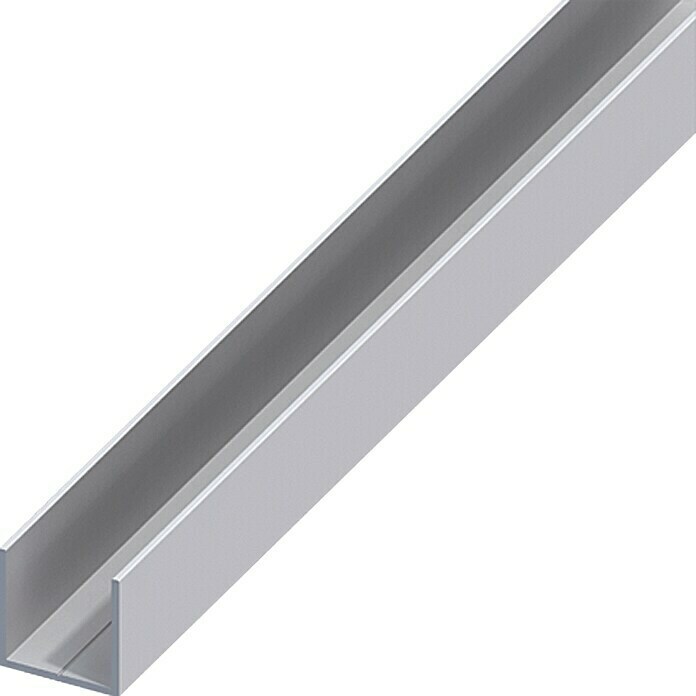 Kantoflex Quadrat-U-Profil (1.000 x 23,5 x 23,5 mm, Stärke: 1,5 mm, Aluminium, Eloxiert, Silber)