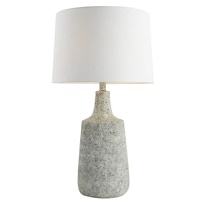 HOME DELUXE Große Tischlampe in Steinoptik CARO - Weiß - 