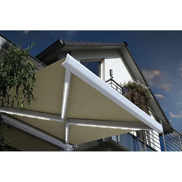 Home Deluxe LED-Vollkassettenmarkise ELOS - Sandfarben - 500 x 300 cm - 